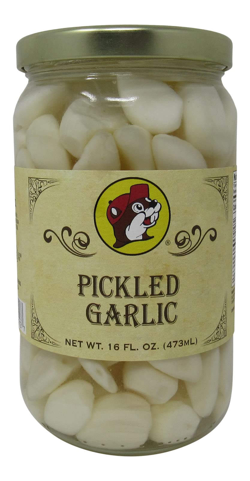Buc-ee's Pickled Garlic jar on shelf, ready to elevate meals with bold flavor.