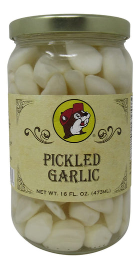 Buc-ee's Pickled Garlic jar on shelf, ready to elevate meals with bold flavor.