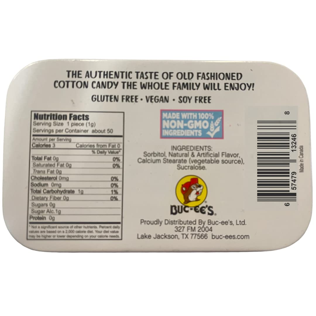 Four tin Buc-ee's cotton candy mints ideal for family sharing