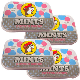 Buc-ee's mints tin close-up showing gluten-free vegan non-GMO formula