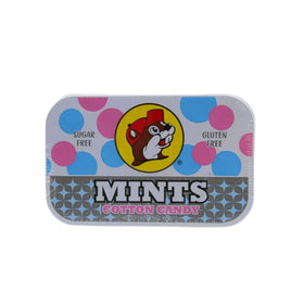 Buc-ee's Fresh Breath Mints gluten-free tin on the go with colorful mints.