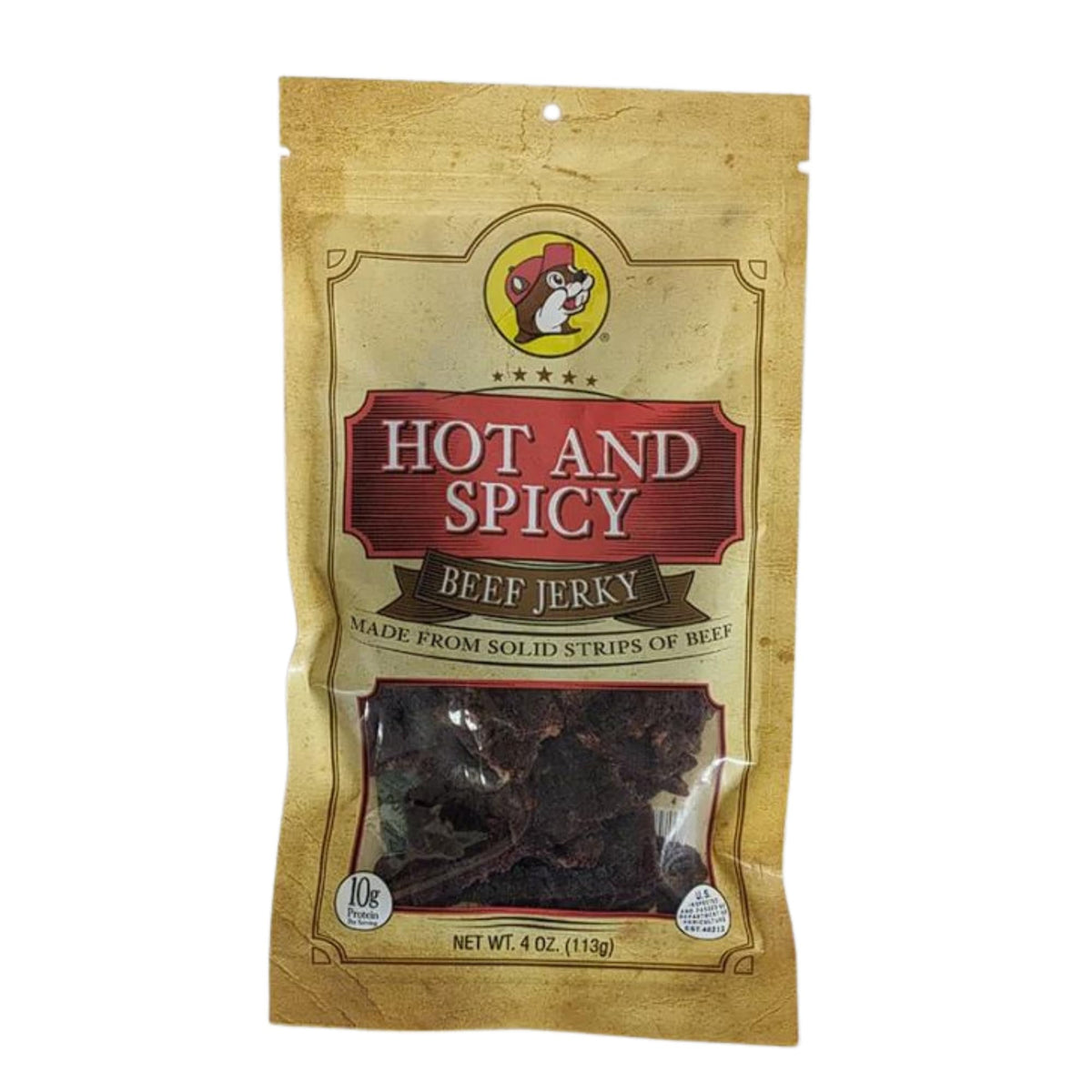 Buc-ee's hot and spicy jerky texture and color, great for sharing during road trips.