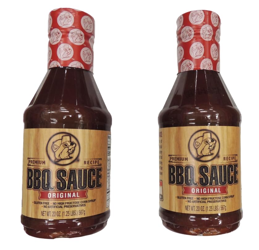 Buc-ee's premium BBQ sauce set with two bottles (40 oz) for grilling and dipping.