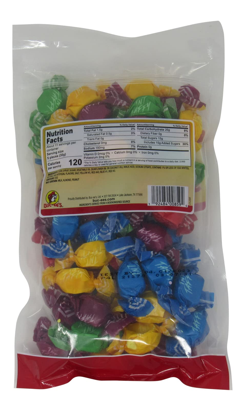 Buc-ee's assorted flavors sour taffy perfect for sharing and tasting.