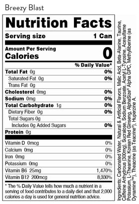 Bucked Up Breezy Blast 300mg energy can close-up emphasizing long-lasting energy.