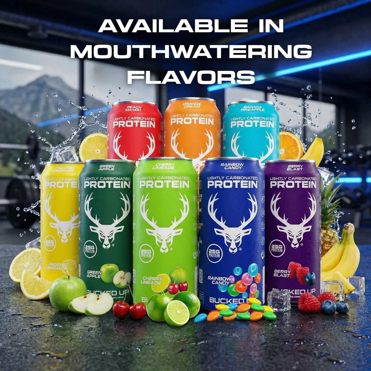 Bucked Up cans on ice convey refreshing post-workout hydration