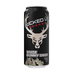 Bucked Up 300mg can side view with ice for quick alertness
