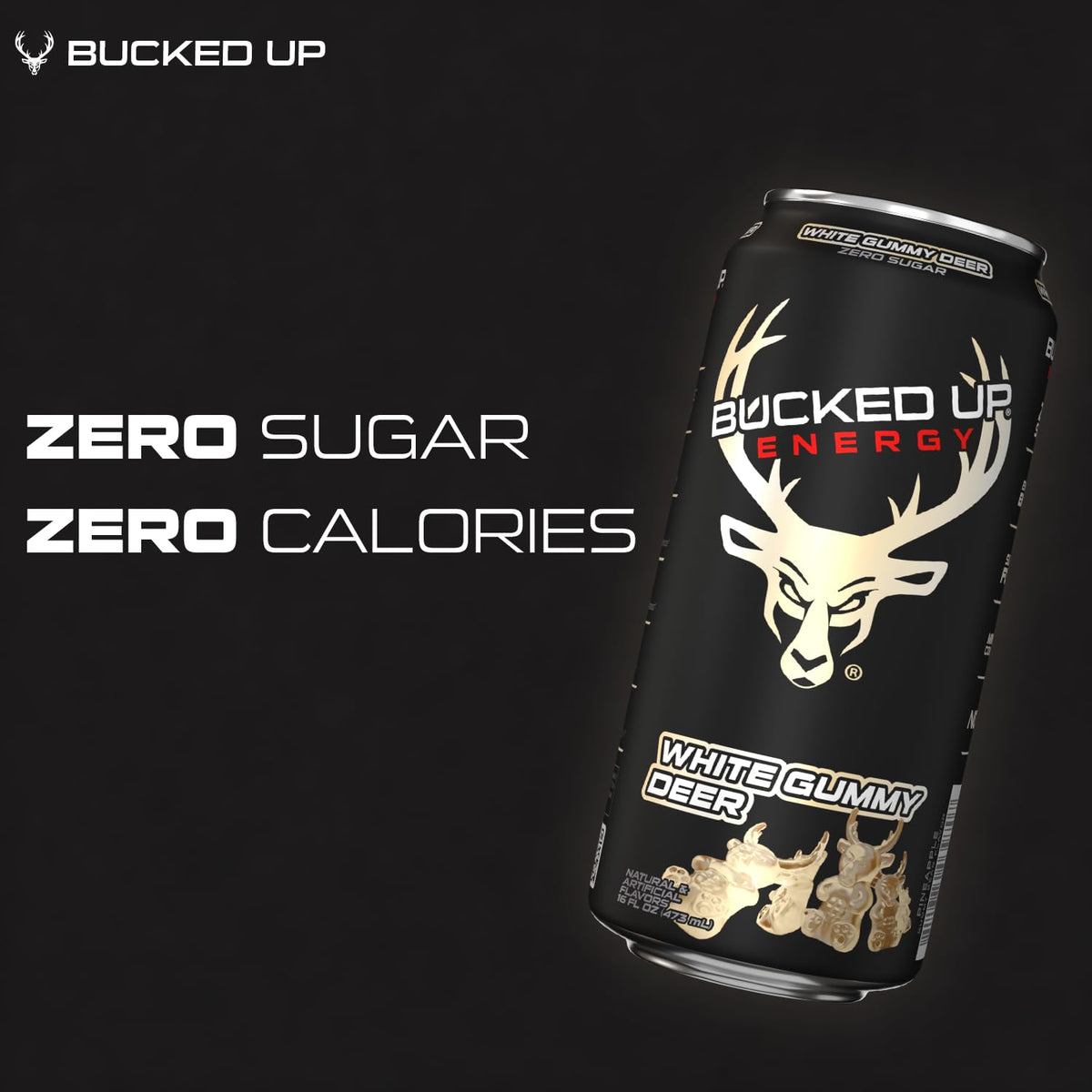 Bucked Up energy drink label notes Dynamine and TeaCrine benefits