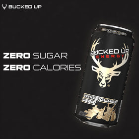 Bucked Up energy drink label notes Dynamine and TeaCrine benefits