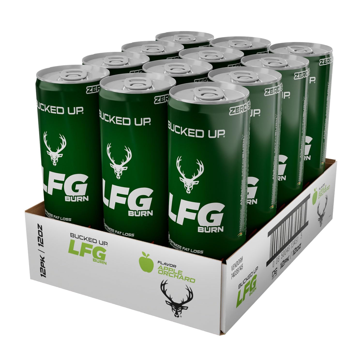 Bucked Up LFG Burn Apple Orchard can front for on-the-go energy during workouts.