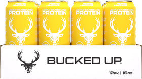 Bucked Up protein soda fizz pour, ready-to-drink convenience after gym