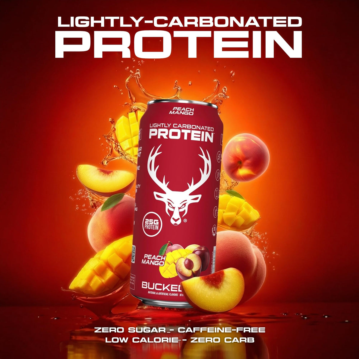 Bucked Up Orange Cream protein soda can, zero sugar option for lighter recovery.