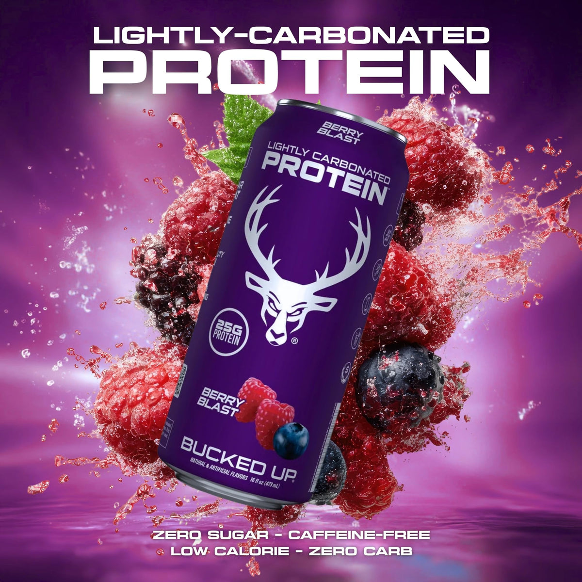 Bucked Up lightly carbonated protein soda orange cream can delivers crisp flavor with zero sugar.