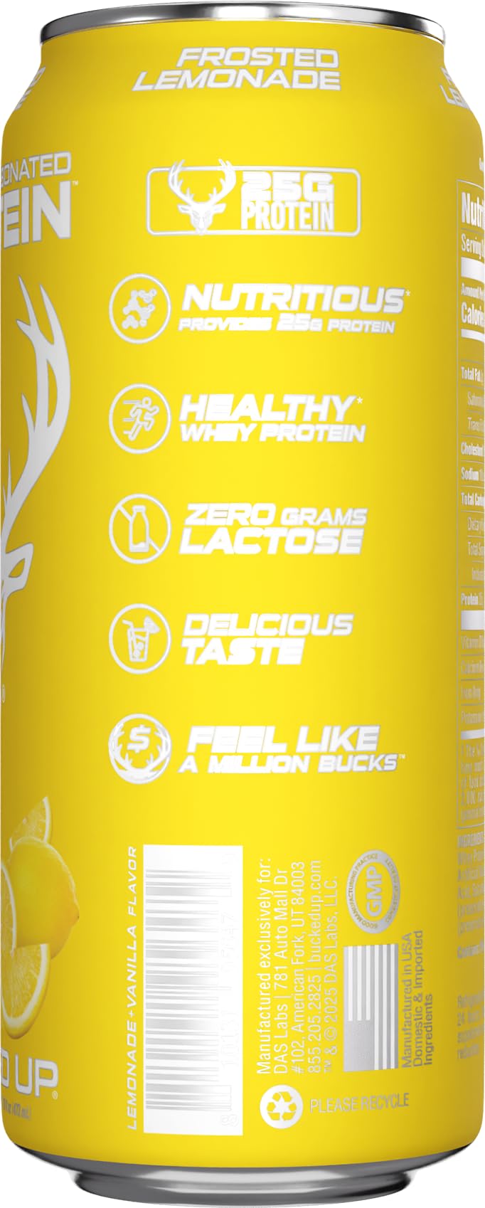 Bucked Up orange cream protein soda can closeup with zero sugar and no caffeine