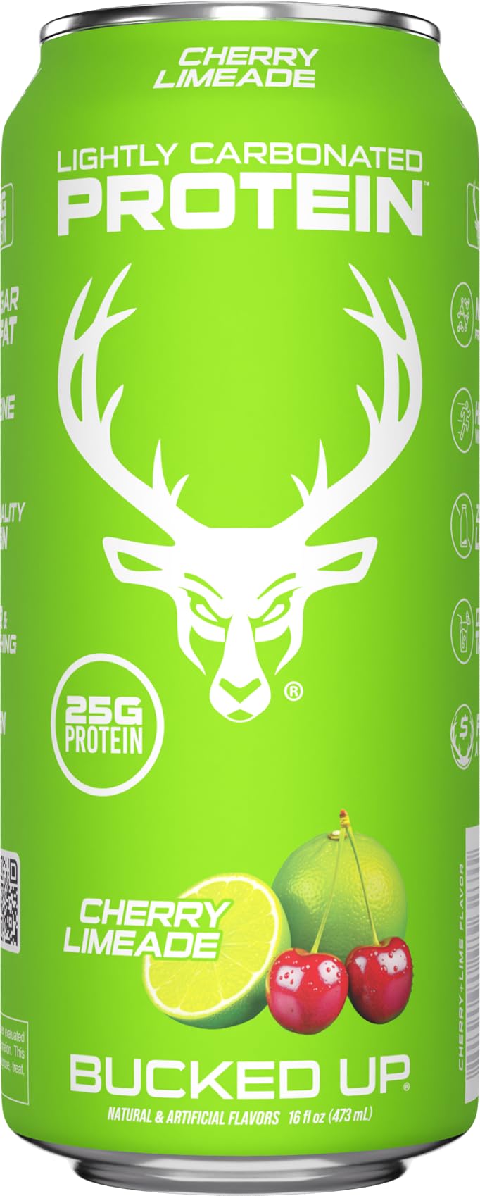 12-pack Bucked Up protein soda display suitable for gym bag