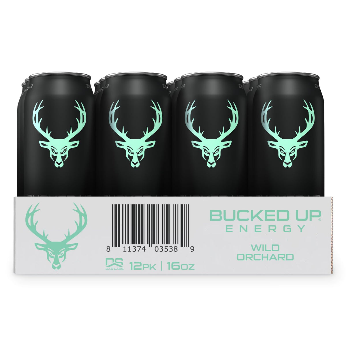 Bucked Up Wild Orchard label close-up highlighting flavor branding.