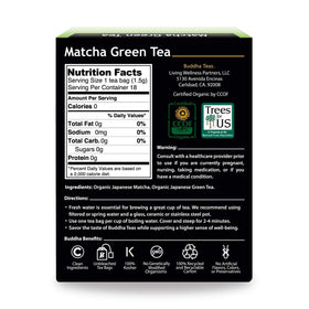 Buddha Teas matcha green tea cup steeping showcases a refreshing morning pick-me-up