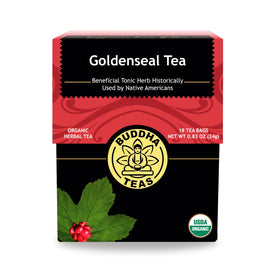 Buddha Teas Organic Goldenseal Tea pack of 18 bleach-free tea bags.