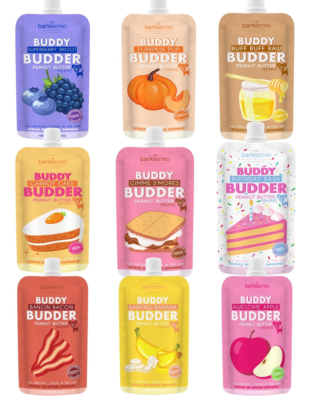 Buddy Budder dog peanut butter pouch for quick rewards