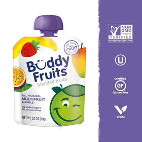 Buddy Fruits gluten-free vegan pouch for busy families