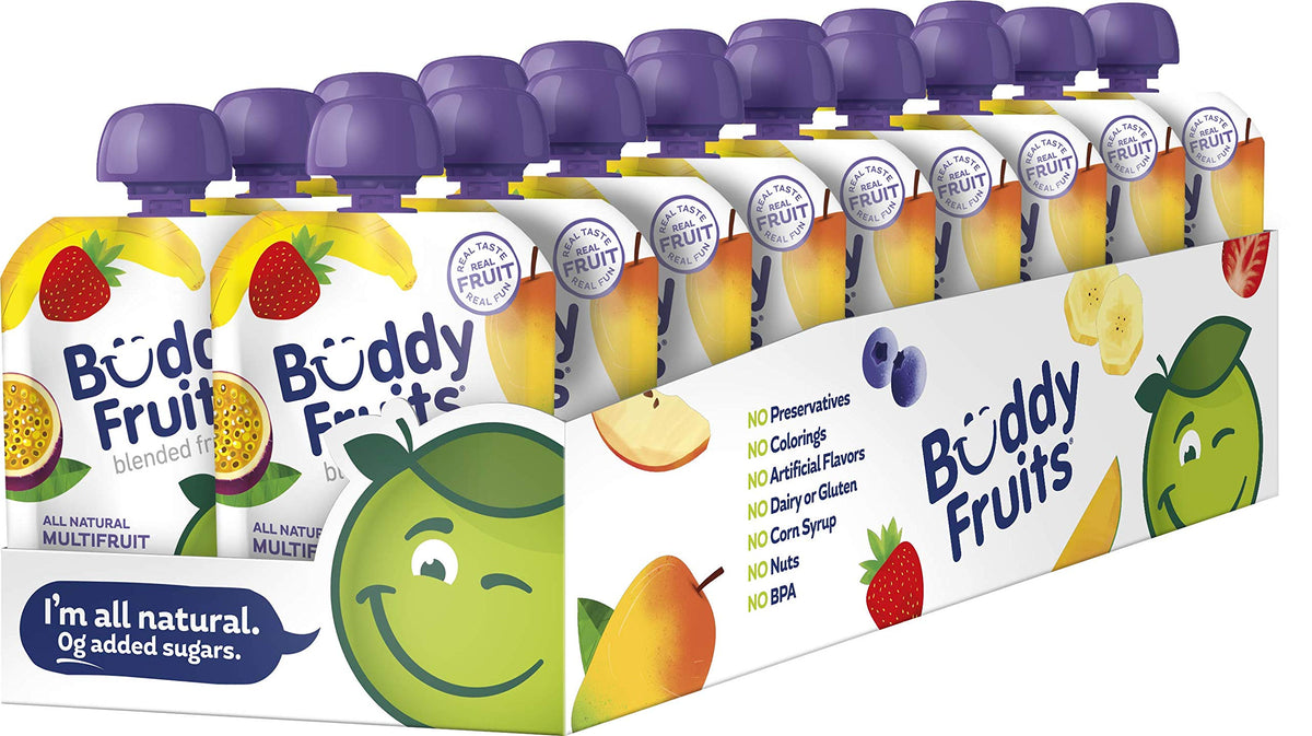Buddy Fruits multifruit unsweetened applesauce pouch for on-the-go snacking