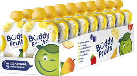 Buddy Fruits Snacks to Go banana applesauce pouch for quick on-the-go nourishment.