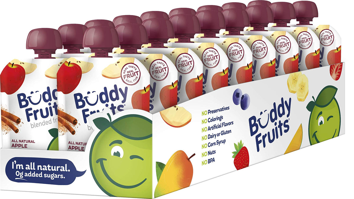 Buddy Fruits Cinnamon Applesauce pouch, 3.2oz, on-the-go with real fruit flavor