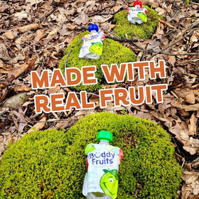 Snack time in car with mango flavor from Buddy Fruits pouch