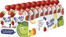 Buddy Fruits Snacks To Go strawberry applesauce pouch, ideal for on-the-go snacking and kids' lunchboxes