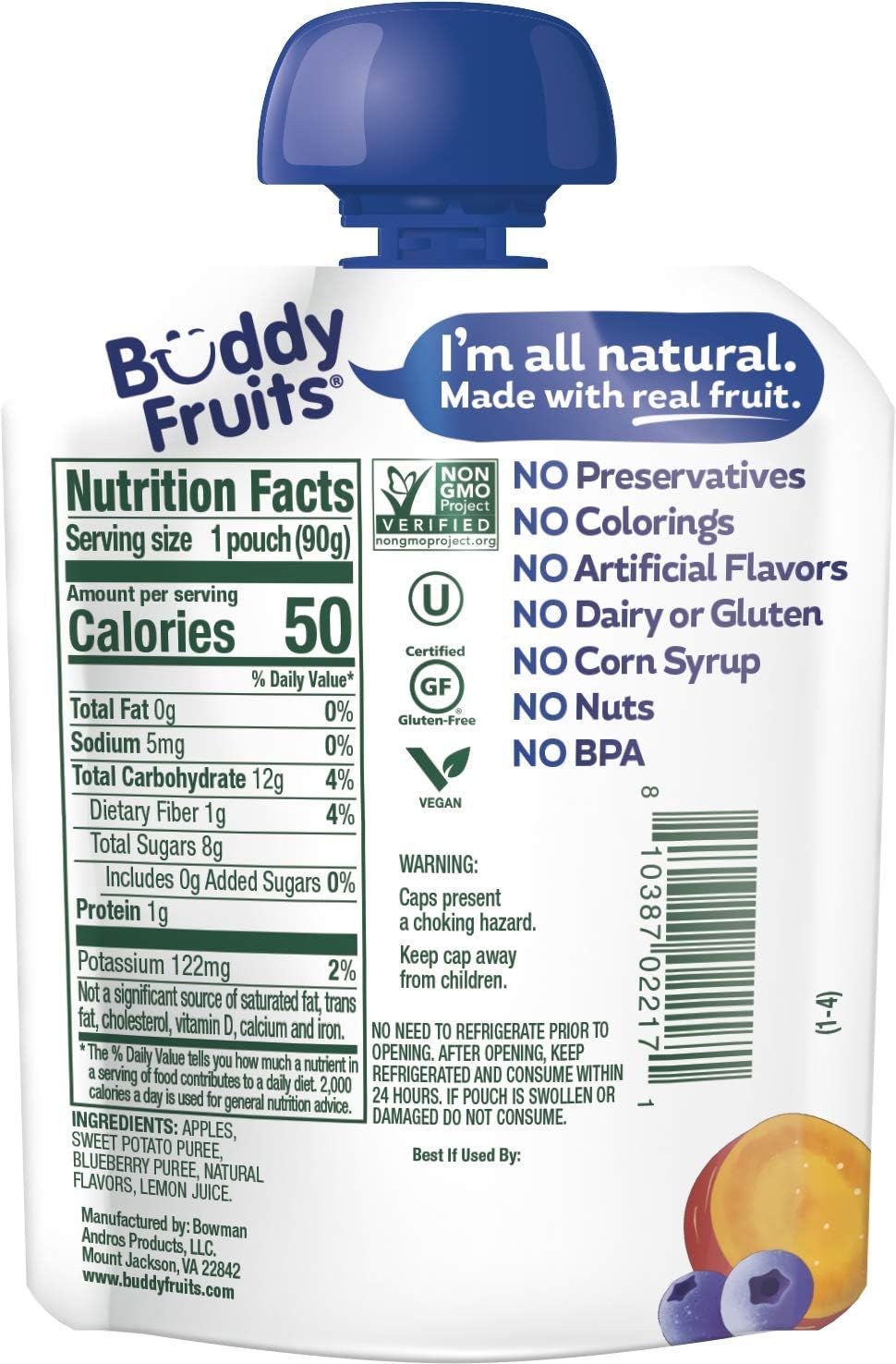 Buddy Fruits unsweetened pouch with no added sugar