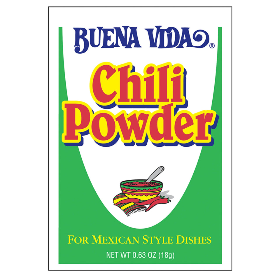 Buena Vida Chili Powder packet 0.63 oz, ready for easy cooking and measurement.