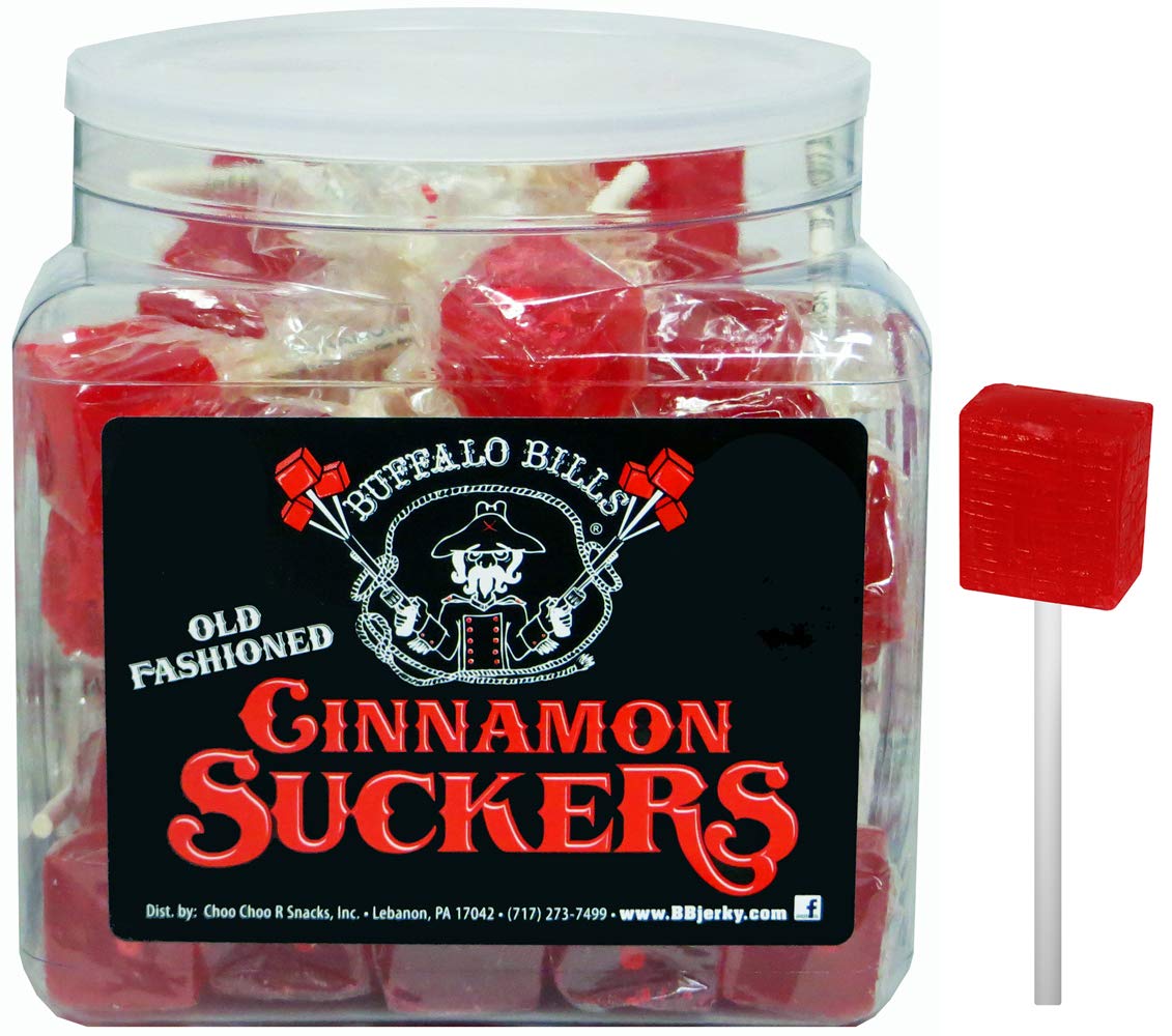 Buffalo Bills Cinnamon Suckers tub view, convenient party favors and gift-ready sweetness.