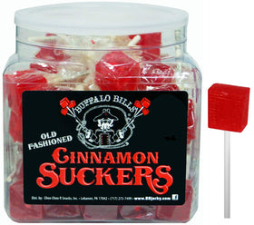 Buffalo Bills Cinnamon Suckers tub view, convenient party favors and gift-ready sweetness.