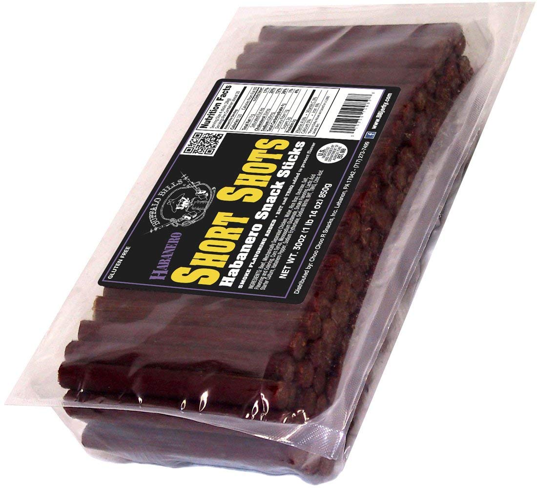 Buffalo Bills Habanero Short Shots bag front showing bold heat and gluten-free protein.