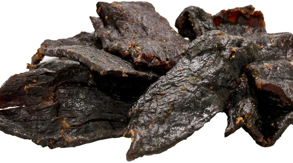 Buffalo Bills hickory beef jerky piece close-up, great for game day fuel