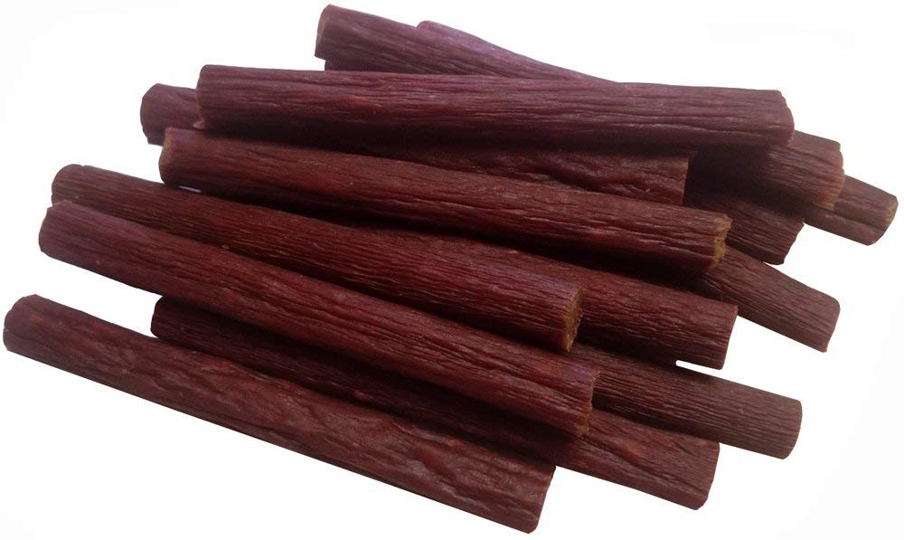 Buffalo Bills Short Shots 3.5-inch beef sticks close-up showing texture and bite