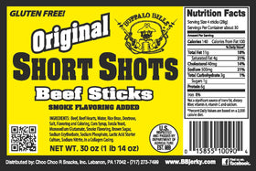 Buffalo Bills Short Shots made in USA label highlighting US-raised beef quality