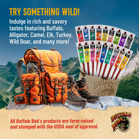 Buffalo Bob's alligator beef pork Cajun 1oz stick, zesty grab-and-go.
