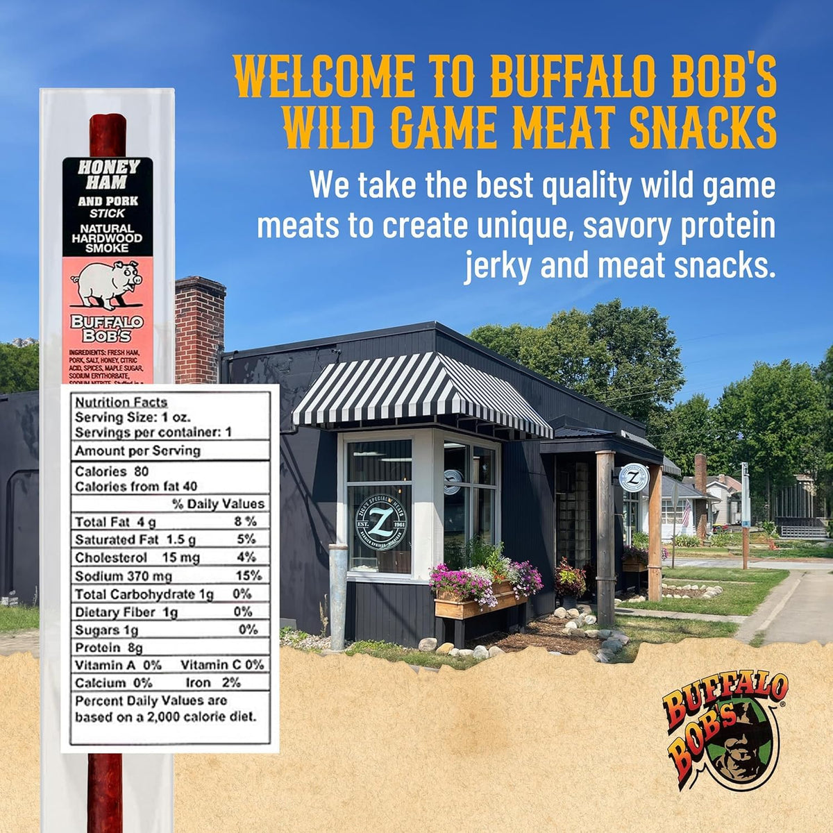 Buffalo Bob's Exotic Game Jerky wild boar with exotic, zesty finish.