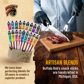 Buffalo Bob's turkey beef peppered 1oz stick, versatile snack choice.