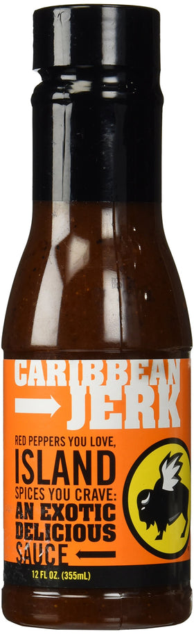Buffalo Wild Wings Caribbean Jerk sauce bottle for wings, glaze, and dipping.