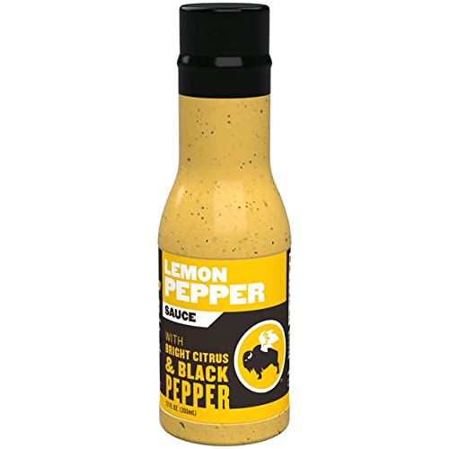 Buffalo Wild Wings Lemon Pepper sauce bottle highlighting zesty lemon pepper flavor for wings