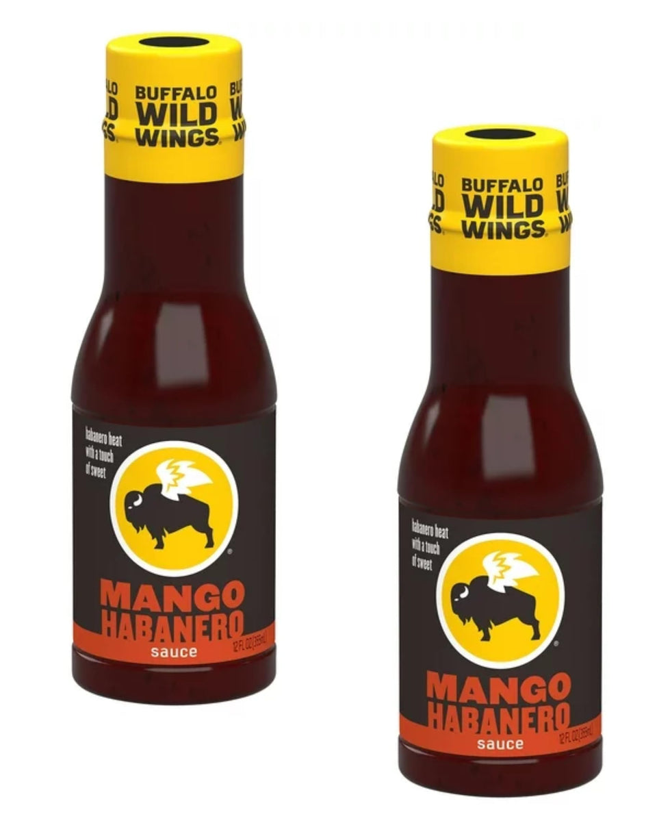 Buffalo Wild Wings Mango Habanero bottle front view, ideal for wings and dipping.
