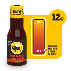 Buffalo Wild Wings Mango Habanero two-bottle pack on shelf suggests great value for gatherings.