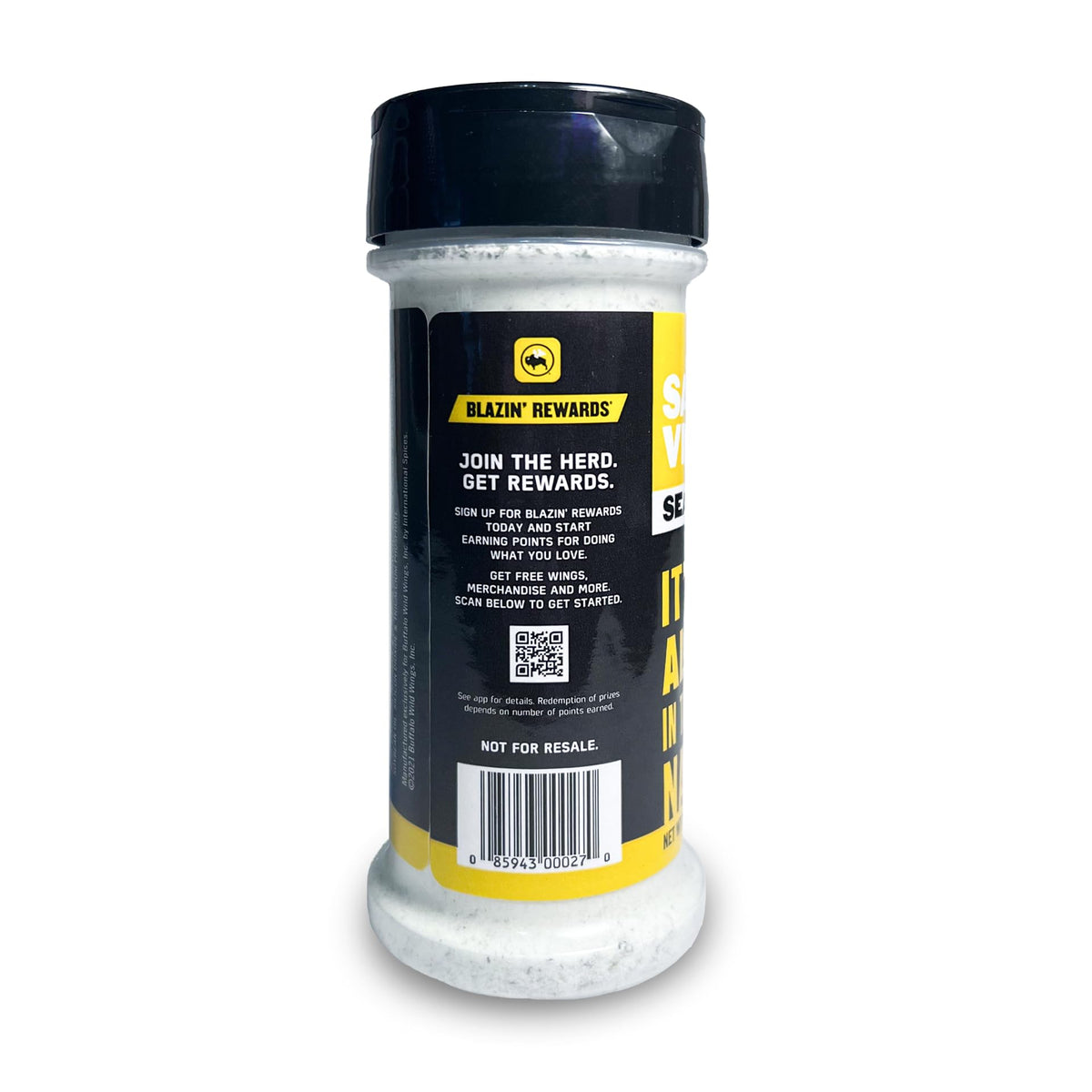 Buffalo Wild Wings Salt & Vinegar seasoning jar in hand for easy dispensing