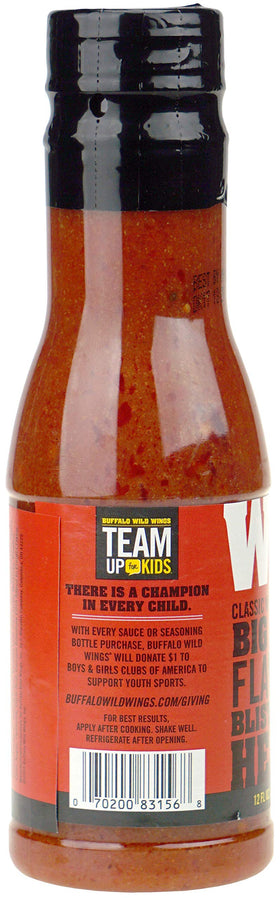 Buffalo Wild Wings Wild bottle with label, ideal for flavoring wings and burgers