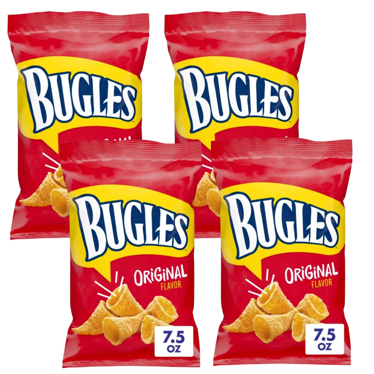 Bugles Original four-pack bags ready for sharing at gatherings.