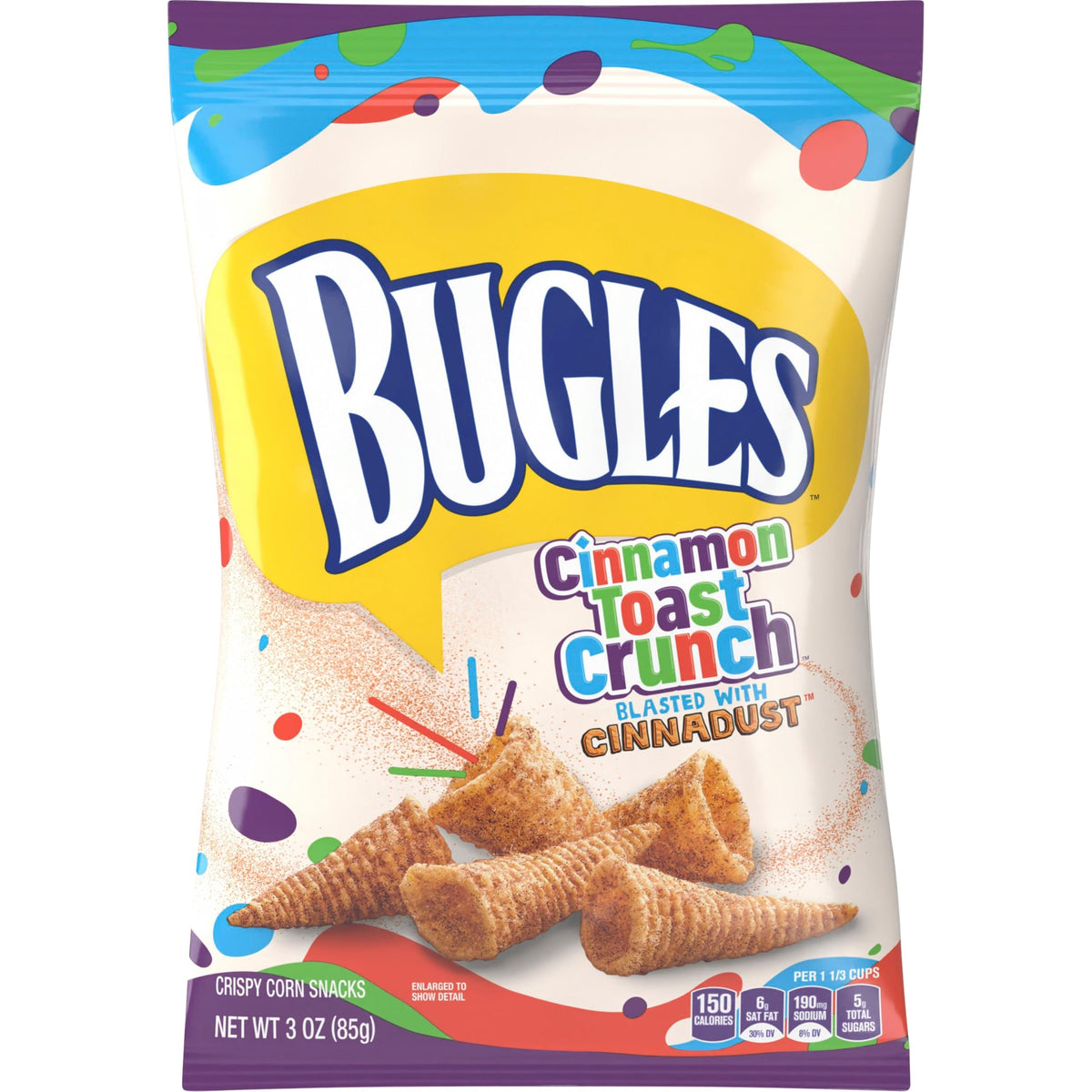 Bugles Sweet and Salty Churro—crisp funnel snack for on-the-go snacking.