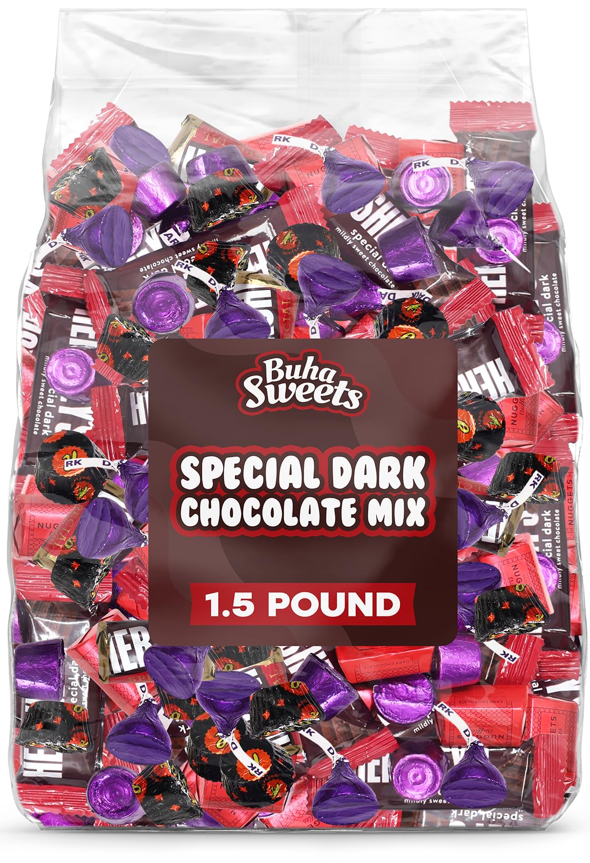 Buha Sweets assorted dark chocolate candies bulk image; ideal for party bowls and gifting