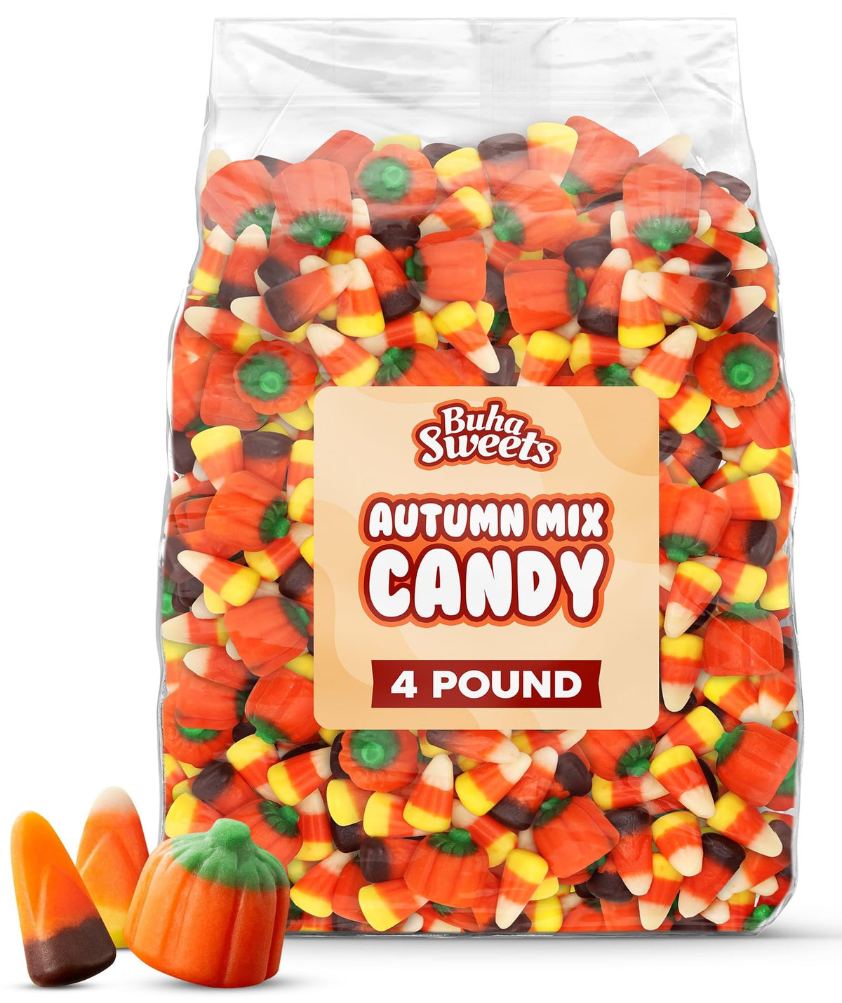 Buha Sweets autumn mix candy in a 4lb bag for festive fall gatherings.